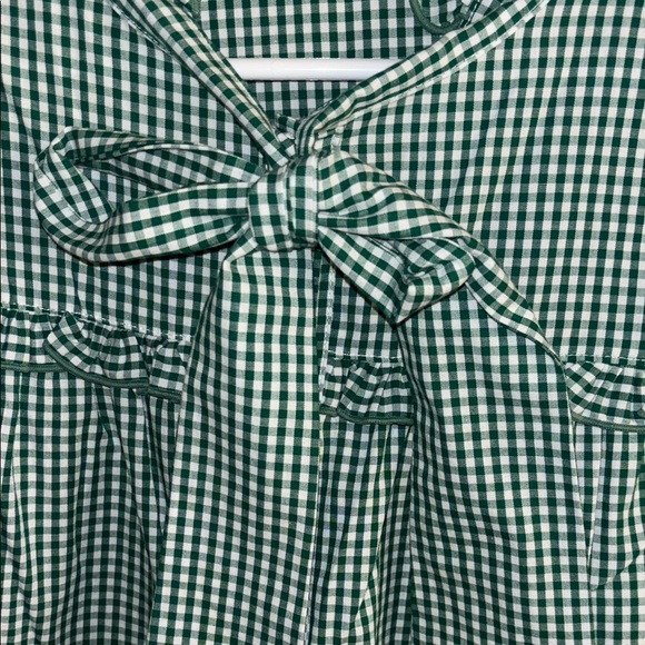 LaRoque Original Green Gingham Blouse with Neck Tie - Picture 5 of 6